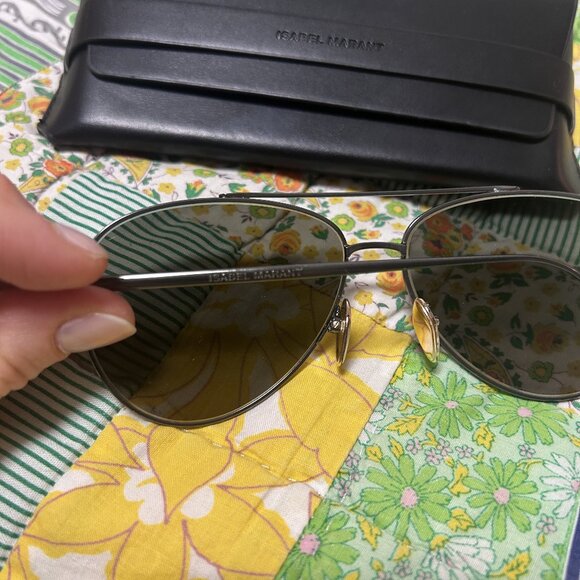 Isabel Marant Metal Aviator Sunglasses in Washed Black/Moss Green - Picture 2 of 10